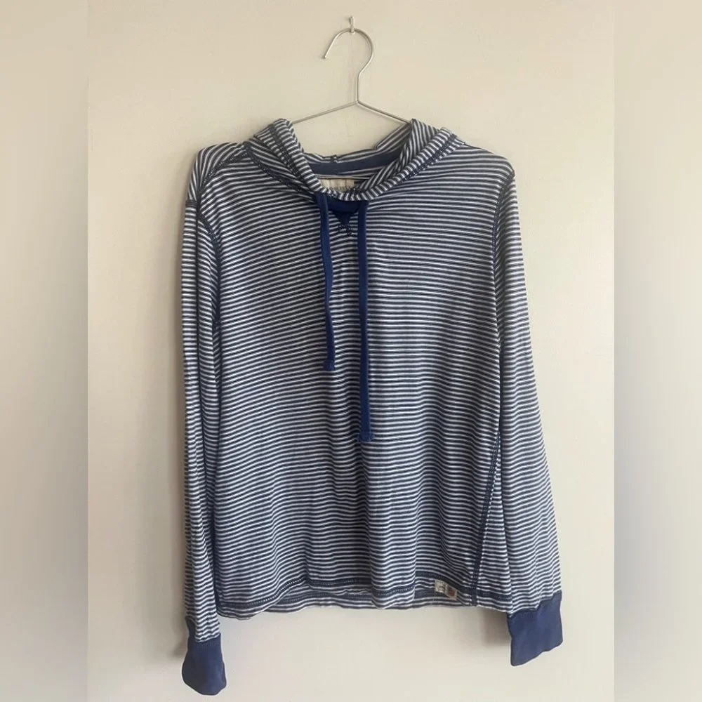Ralph Lauren Denim & Supply Blue and White Striped Pullover Hoodie - Picture 1 of 9